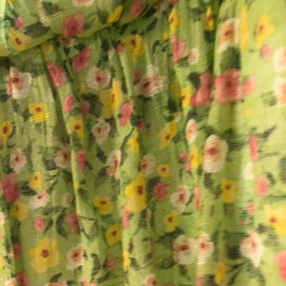 Milk Shop Lime Green Floral Spaghetti Strap Babydoll Summer Top Small - Picture 13 of 13